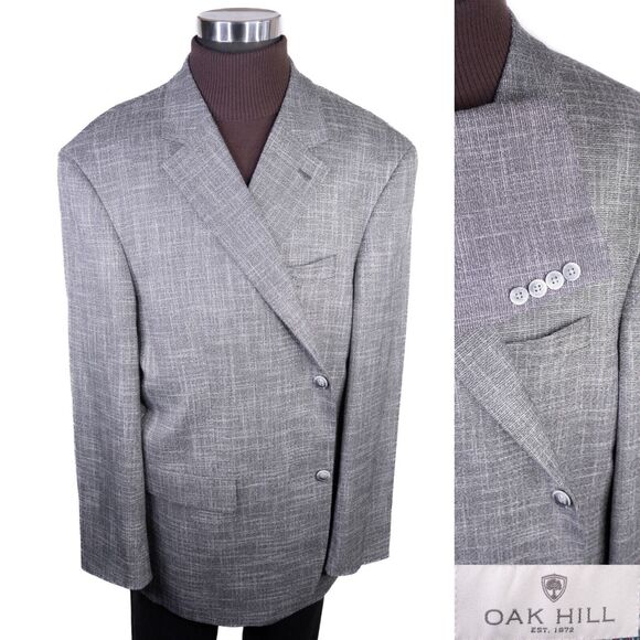 Oak Hill Cotton Blazer Mens 2XL (50R 52R) Sports Coat Jacket Blazer Gray - Picture 1 of 14